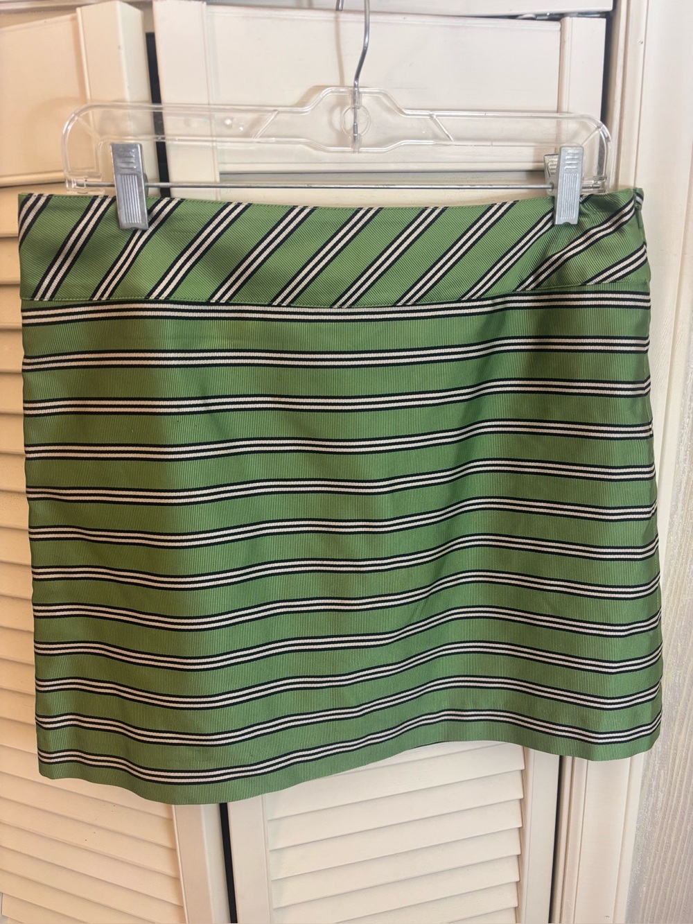 VINTAGE J Crew Silk Green Striped Necktie Material Skirt